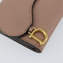 Christian Dior Saddle Lotus Wallet Leather Beige Gold Auth bs31038-8