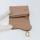 Christian Dior Saddle Lotus Wallet Leather Beige Gold Auth bs31038-17