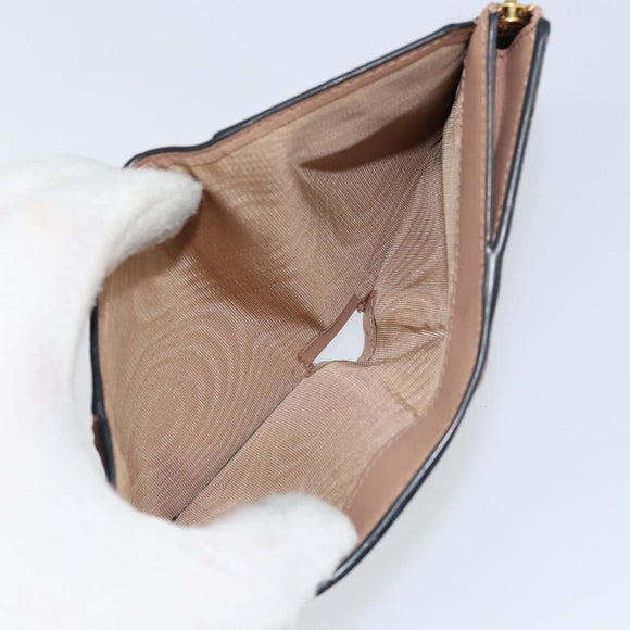 Christian Dior Saddle Lotus Wallet Leather Beige Gold Auth bs31038