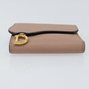 Christian Dior Saddle Lotus Wallet Leather Beige Gold Auth bs31038-6