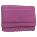 BOTTEGA VENETA INTRECCIATO Trifold Wallet Leather Purple Auth bs31039-1