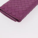 BOTTEGA VENETA INTRECCIATO Trifold Wallet Leather Purple Auth bs31039-15