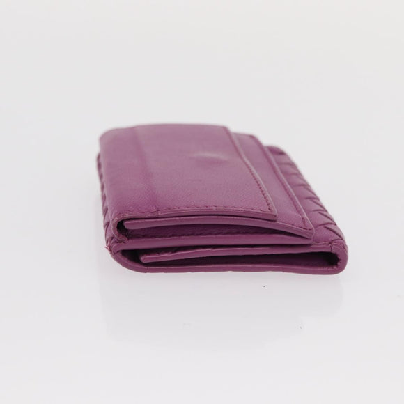 BOTTEGA VENETA INTRECCIATO Trifold Wallet Leather Purple Auth bs31039