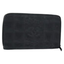CHANEL New Travel Line Long Wallet Nylon Black Silver CC Auth bs31044-1