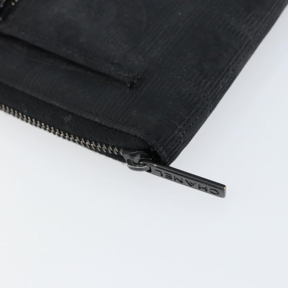 CHANEL New Travel Line Long Wallet Nylon Black Silver CC Auth bs31044