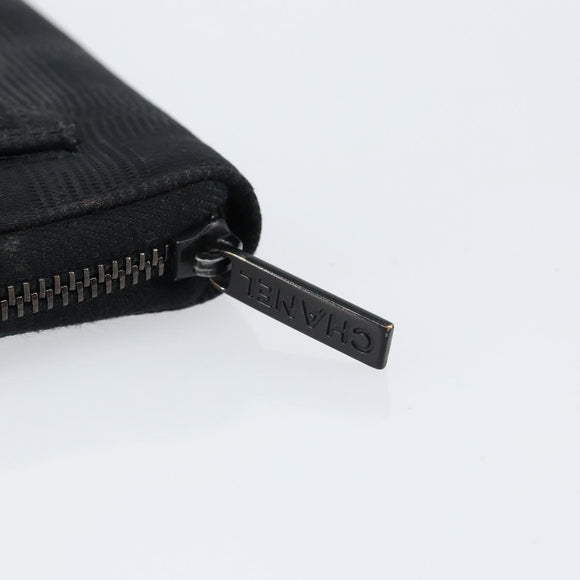 CHANEL New Travel Line Long Wallet Nylon Black Silver CC Auth bs31044