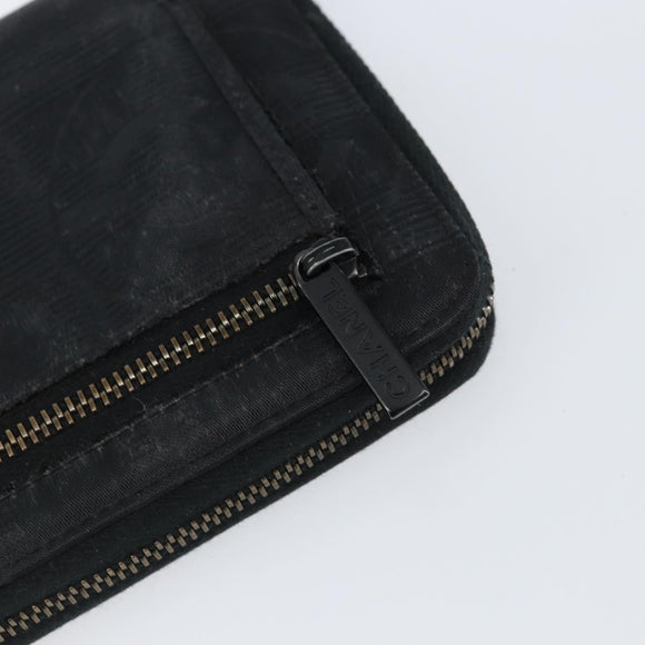 CHANEL New Travel Line Long Wallet Nylon Black Silver CC Auth bs31044