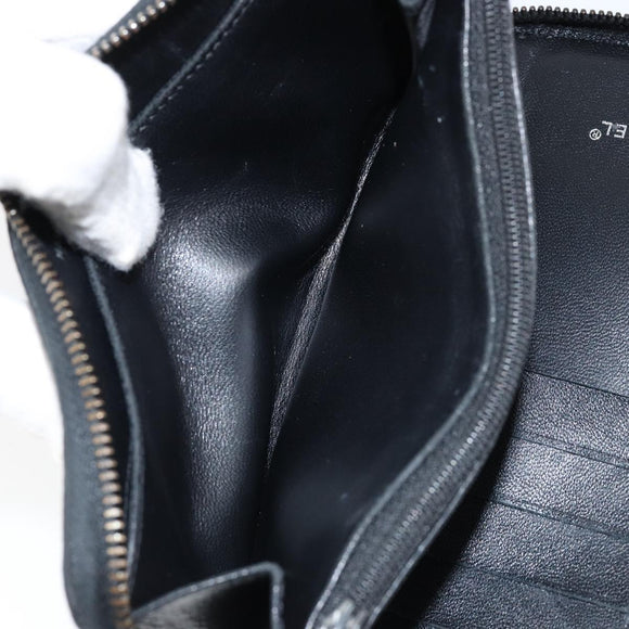 CHANEL New Travel Line Long Wallet Nylon Black Silver CC Auth bs31044