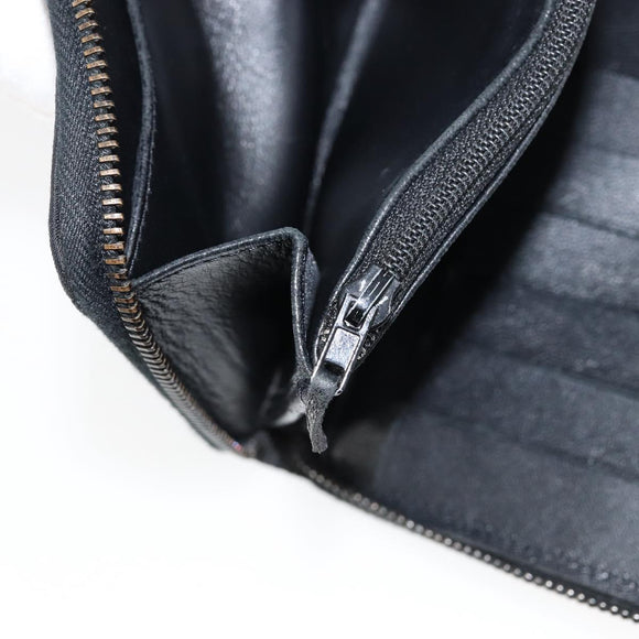 CHANEL New Travel Line Long Wallet Nylon Black Silver CC Auth bs31044