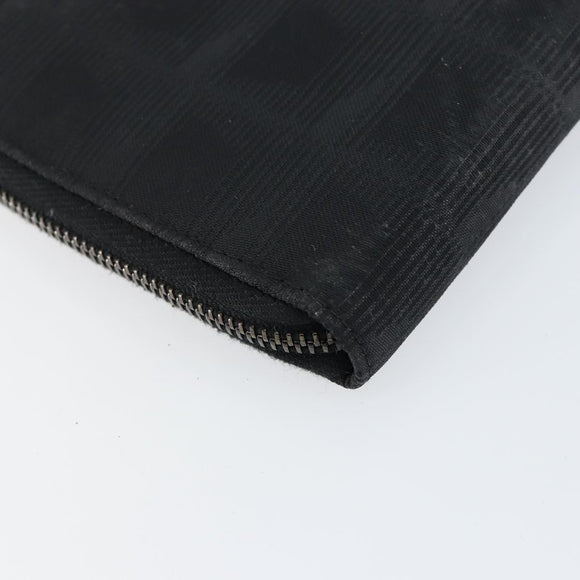 CHANEL New Travel Line Long Wallet Nylon Black Silver CC Auth bs31044