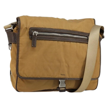 PRADA Shoulder Bag Nylon Beige Silver Auth bs31046