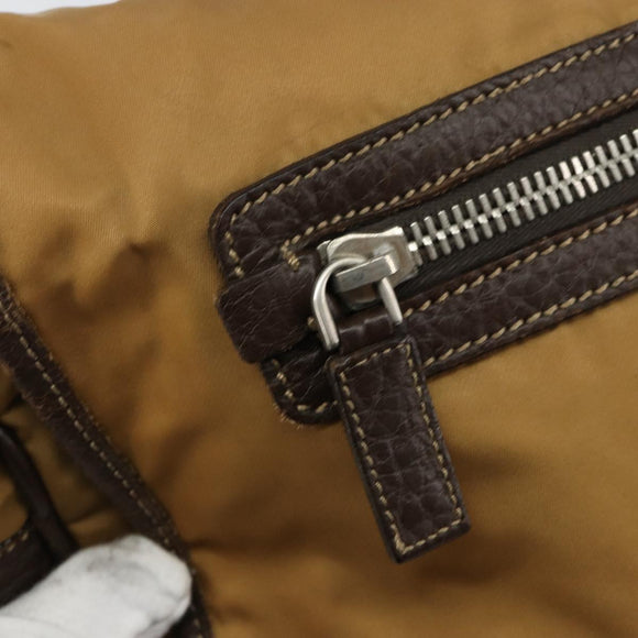 PRADA Shoulder Bag Nylon Beige Silver Auth bs31046