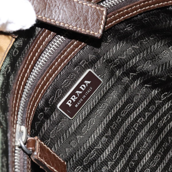 PRADA Shoulder Bag Nylon Beige Silver Auth bs31046