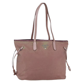 PRADA Tote Bag Nylon Pink Silver Auth bs31047