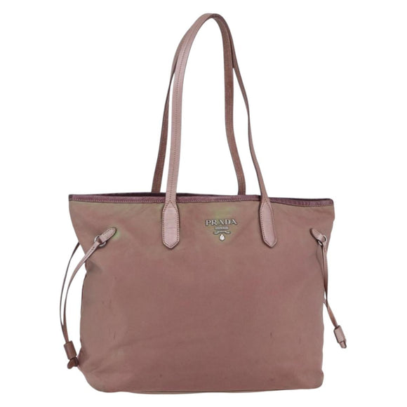 PRADA Tote Bag Nylon Pink Silver Auth bs31047