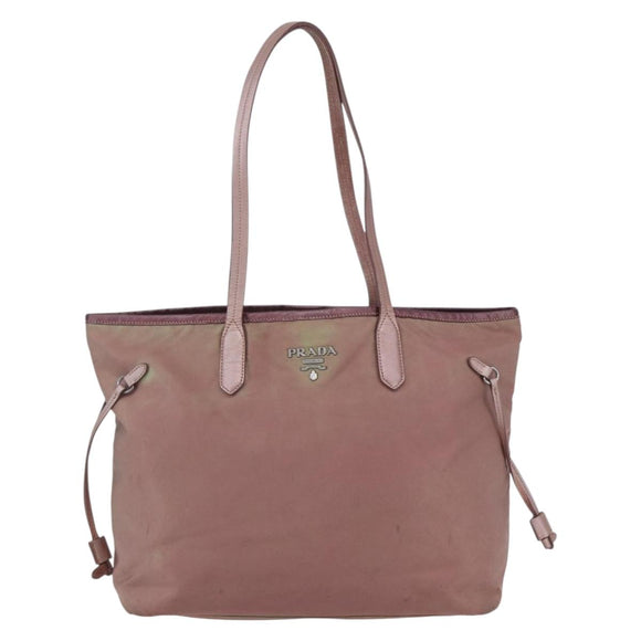 PRADA Tote Bag Nylon Pink Silver Auth bs31047