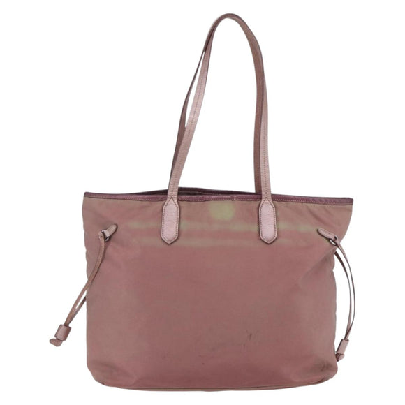 PRADA Tote Bag Nylon Pink Silver Auth bs31047