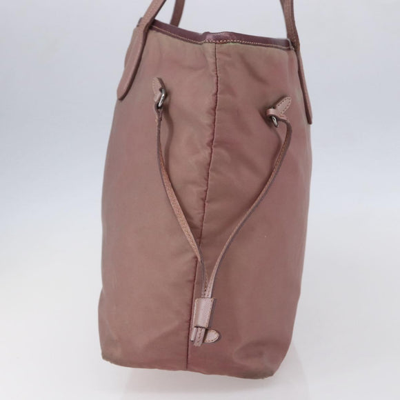 PRADA Tote Bag Nylon Pink Silver Auth bs31047