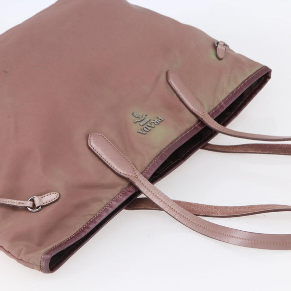 PRADA Tote Bag Nylon Pink Silver Auth bs31047