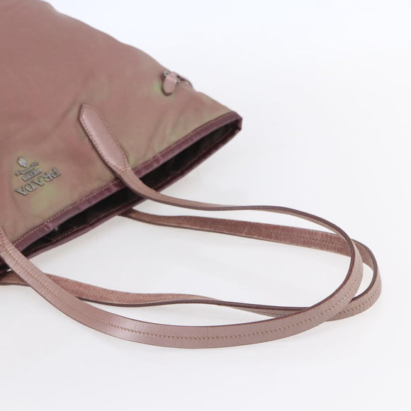 PRADA Tote Bag Nylon Pink Silver Auth bs31047