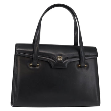 GIVENCHY Hand Bag Leather Black Gold Auth bs31048