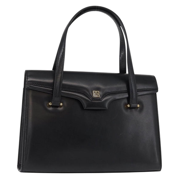 GIVENCHY Hand Bag Leather Black Gold Auth bs31048
