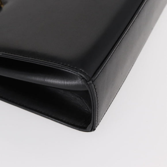 GIVENCHY Hand Bag Leather Black Gold Auth bs31048