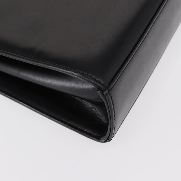 GIVENCHY Hand Bag Leather Black Gold Auth bs31048