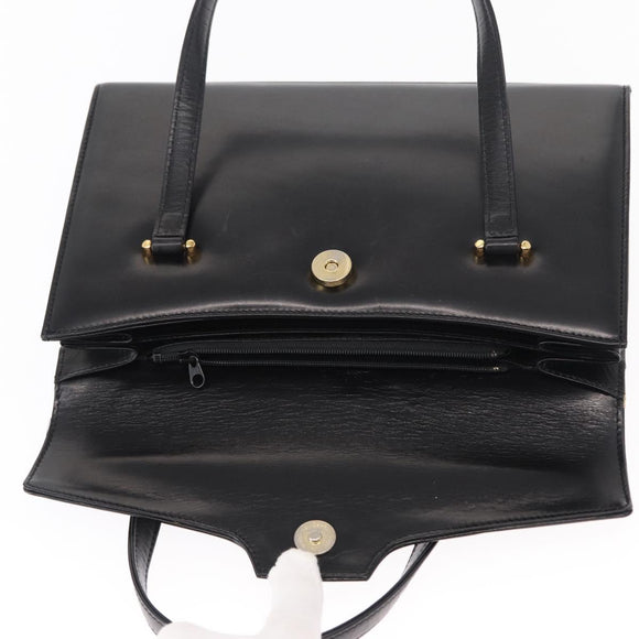GIVENCHY Hand Bag Leather Black Gold Auth bs31048