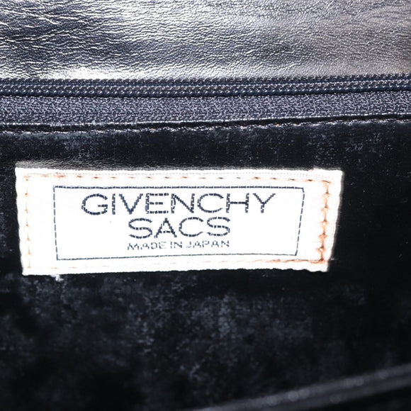 GIVENCHY Hand Bag Leather Black Gold Auth bs31048