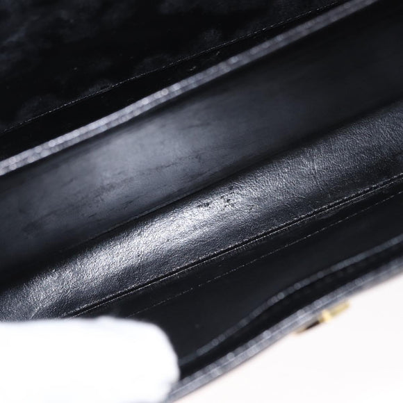 GIVENCHY Hand Bag Leather Black Gold Auth bs31048