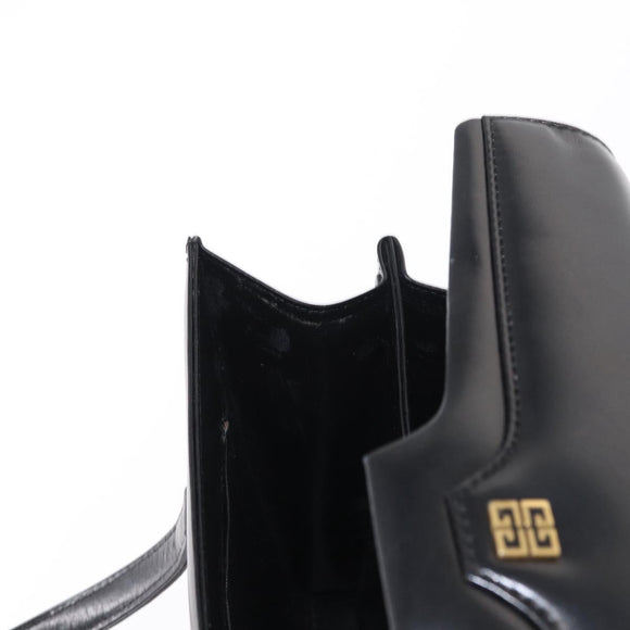 GIVENCHY Hand Bag Leather Black Gold Auth bs31048