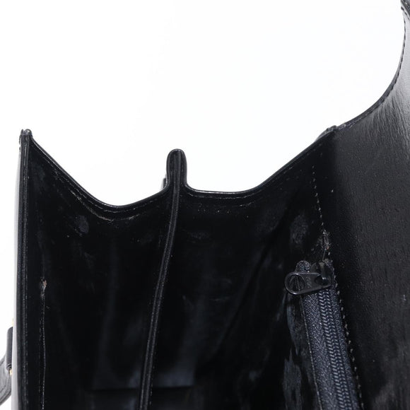 GIVENCHY Hand Bag Leather Black Gold Auth bs31048