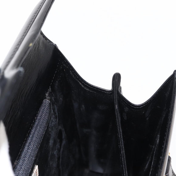 GIVENCHY Hand Bag Leather Black Gold Auth bs31048