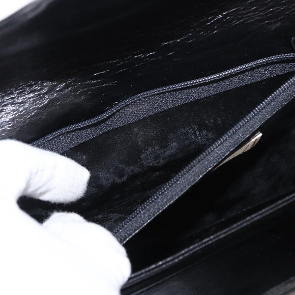 GIVENCHY Hand Bag Leather Black Gold Auth bs31048