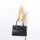 GIVENCHY Hand Bag Leather Black Gold Auth bs31048-25
