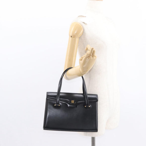 GIVENCHY Hand Bag Leather Black Gold Auth bs31048