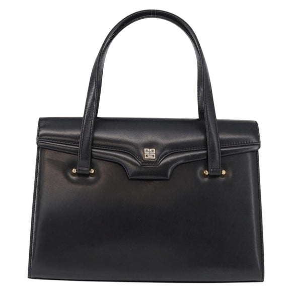 GIVENCHY Hand Bag Leather Black Gold Auth bs31048