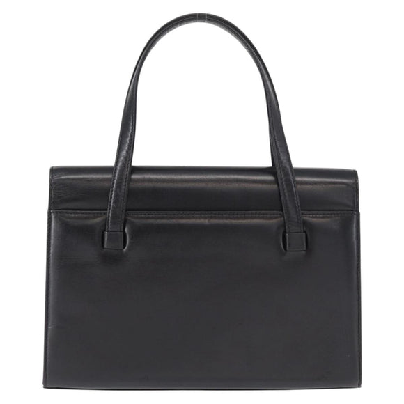 GIVENCHY Hand Bag Leather Black Gold Auth bs31048