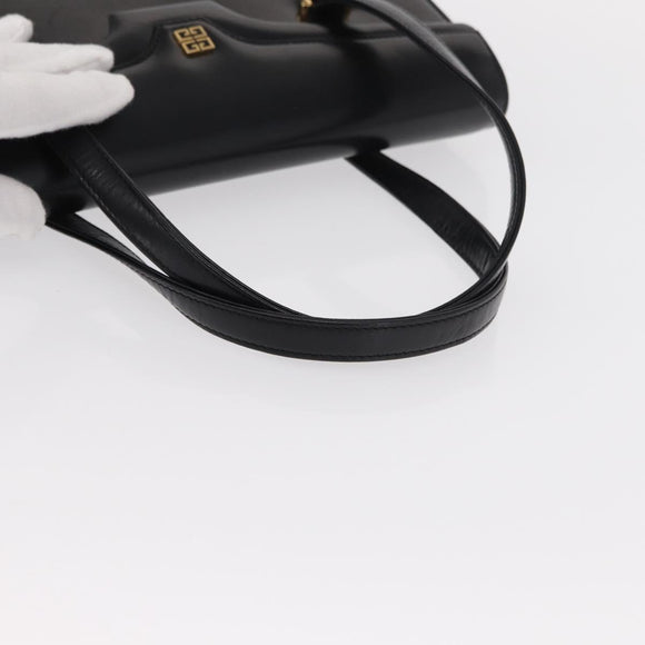 GIVENCHY Hand Bag Leather Black Gold Auth bs31048