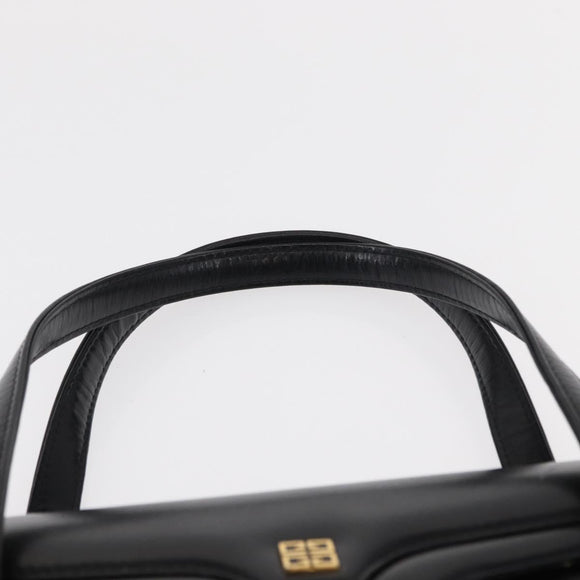 GIVENCHY Hand Bag Leather Black Gold Auth bs31048