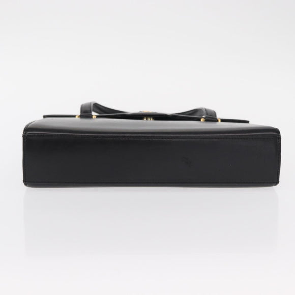 GIVENCHY Hand Bag Leather Black Gold Auth bs31048