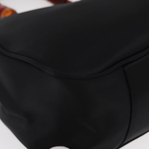 GIVENCHY Hand Bag Nylon Black Gold Auth bs31049