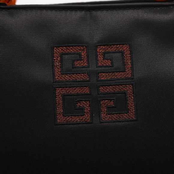 GIVENCHY Hand Bag Nylon Black Gold Auth bs31049