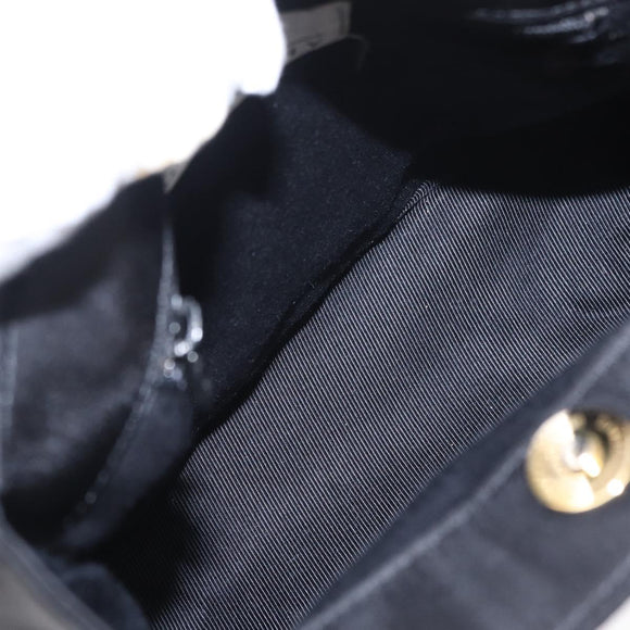 GIVENCHY Hand Bag Nylon Black Gold Auth bs31049