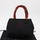 GIVENCHY Hand Bag Nylon Black Gold Auth bs31049-12