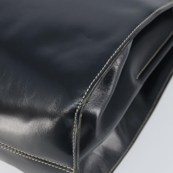 LOEWE Hand Bag Leather Navy Gold Auth bs31051