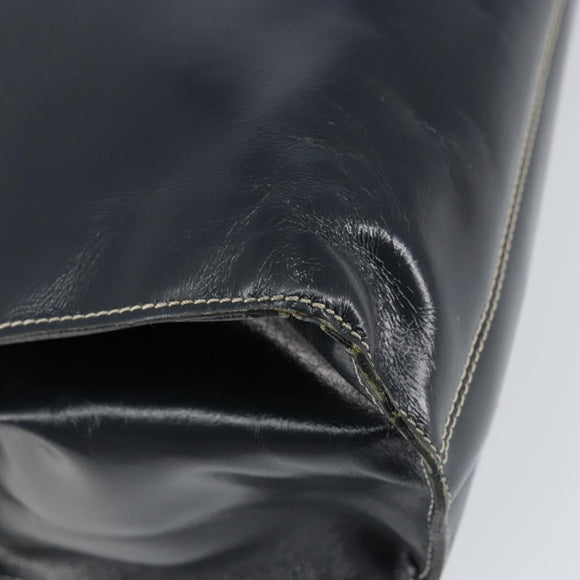 LOEWE Hand Bag Leather Navy Gold Auth bs31051