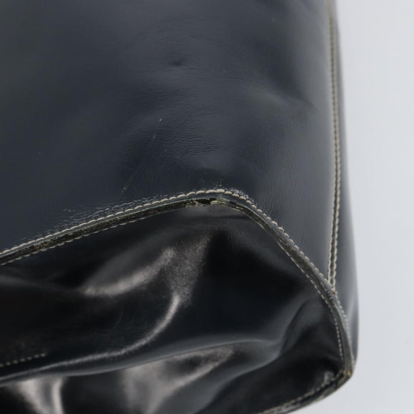 LOEWE Hand Bag Leather Navy Gold Auth bs31051