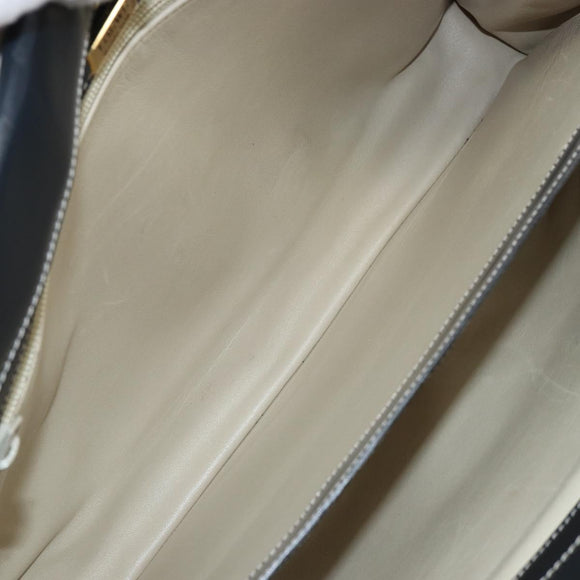 LOEWE Hand Bag Leather Navy Gold Auth bs31051